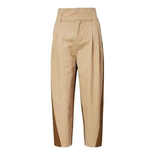 (WMNS) Converse Color-Block High Waist Pants Asia Sizing 'Khaki' 10020989-244