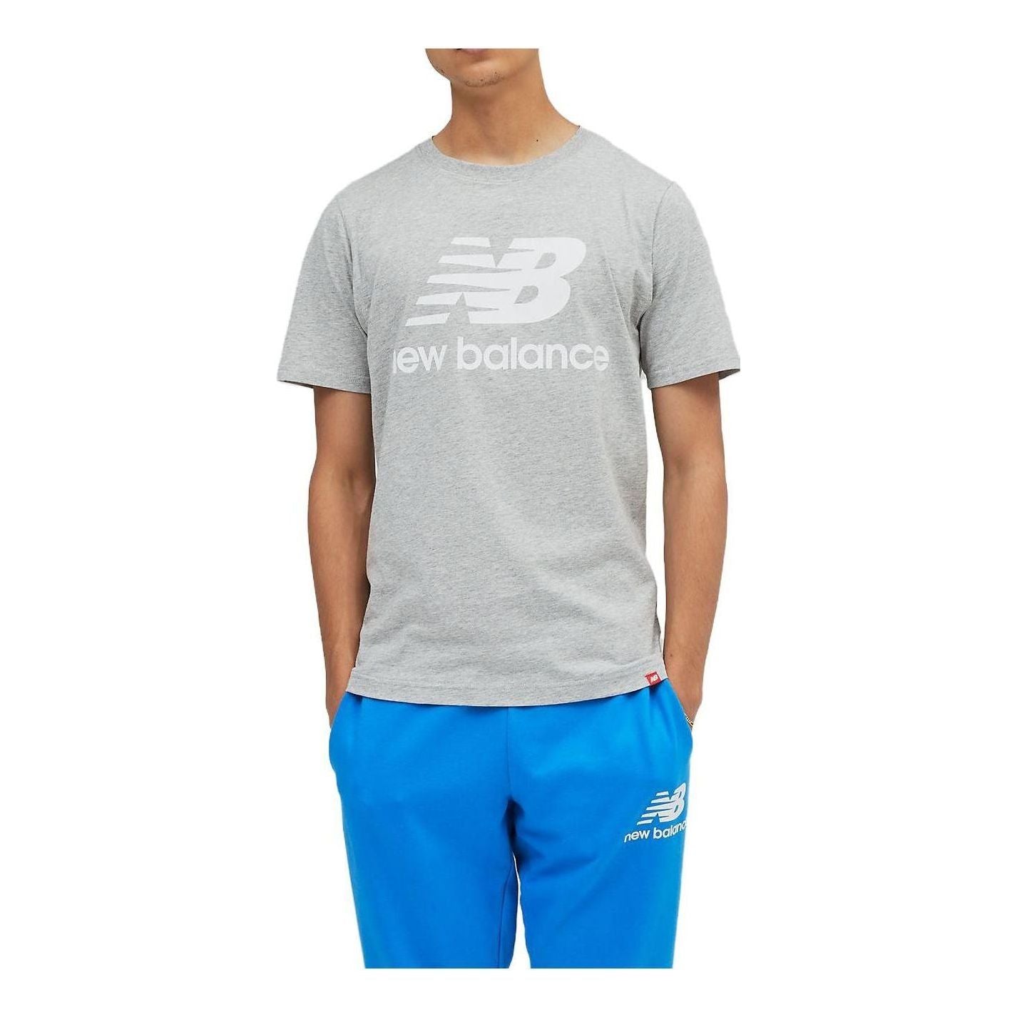 New Balance Essentials Stacked Logo T-Shirt Asia Sizing 'Athletic Grey' MT01575-AG