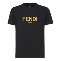 Men's FENDI SS21 Round Neck Cotton Short Sleeve Black FY0894AE06F0QA1