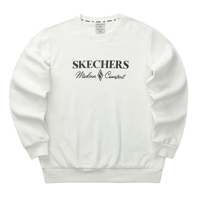 Skechers Diamond Series Letter Printed Crew Sweater 'White Black' L423M173-0074