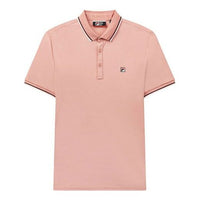 FILA Logo Solid Color Sports Short Sleeve Knitted Polo Shirt For Men Pink F11M021121G-PK