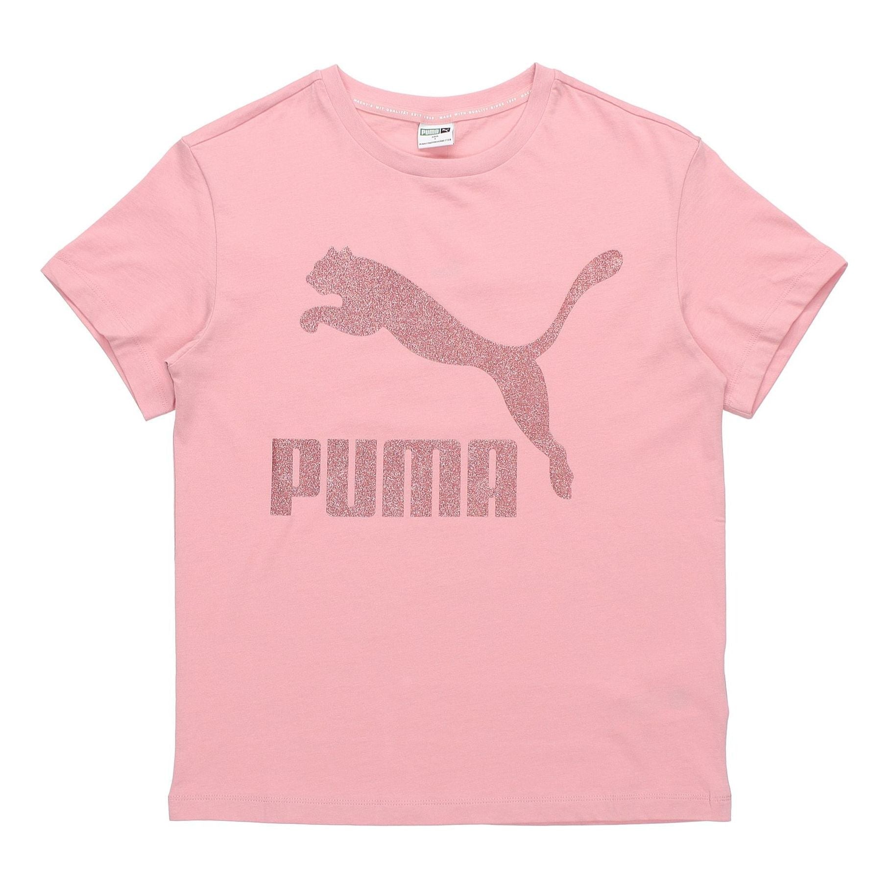 (WMNS) PUMA Logo Printing Round-neck Tee Pink 530005-14