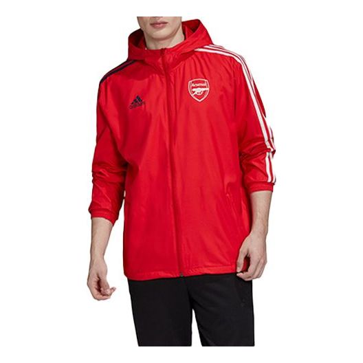 adidas Arsenal Silk Screen team logo Soccer/Football Sports Hooded Jacket Red GE1995