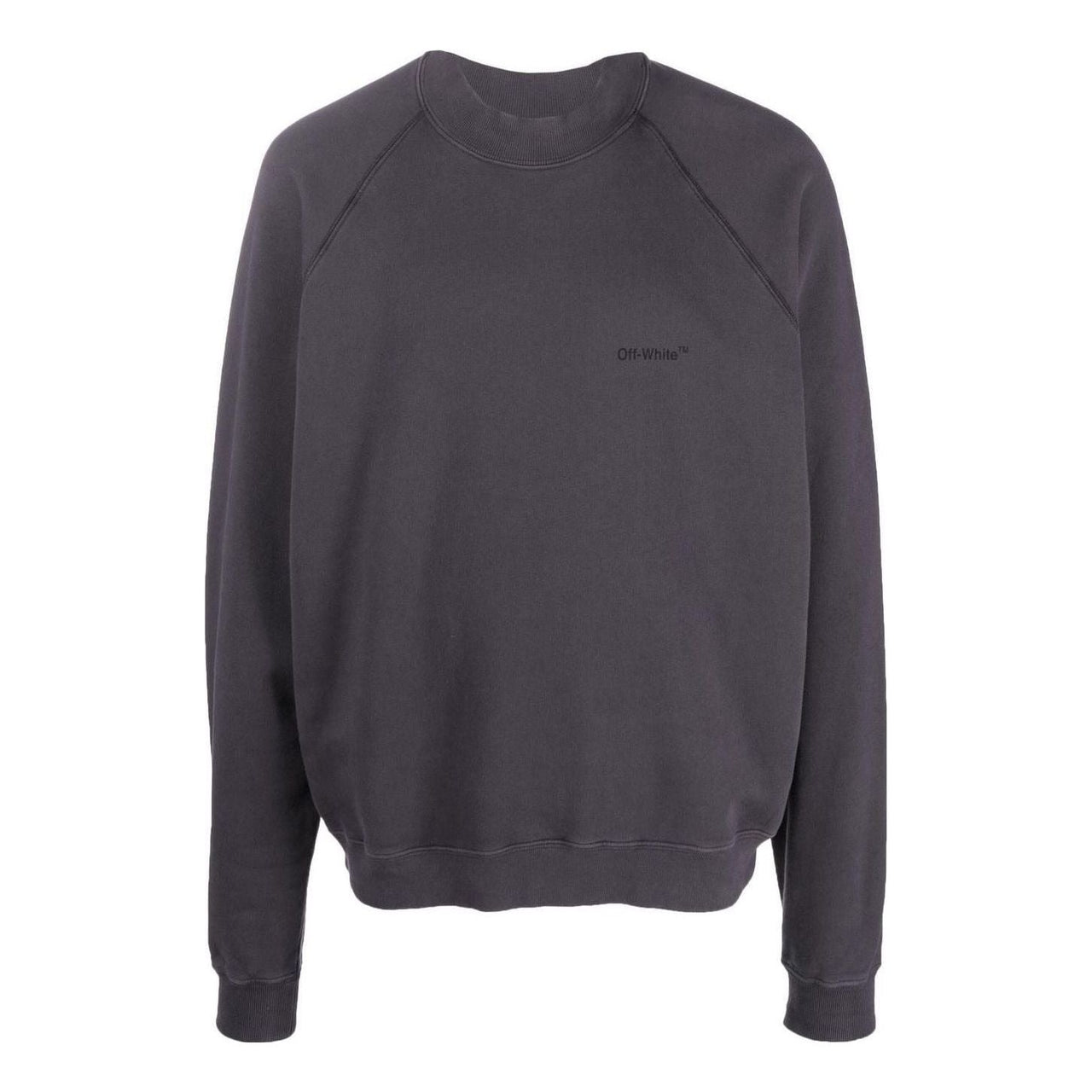 Men's Off-White SS22 Back Logo Printing Round Neck Pullover Long Sleeves Ordinary Version Dark Grey OMBA056C99FLE0021010