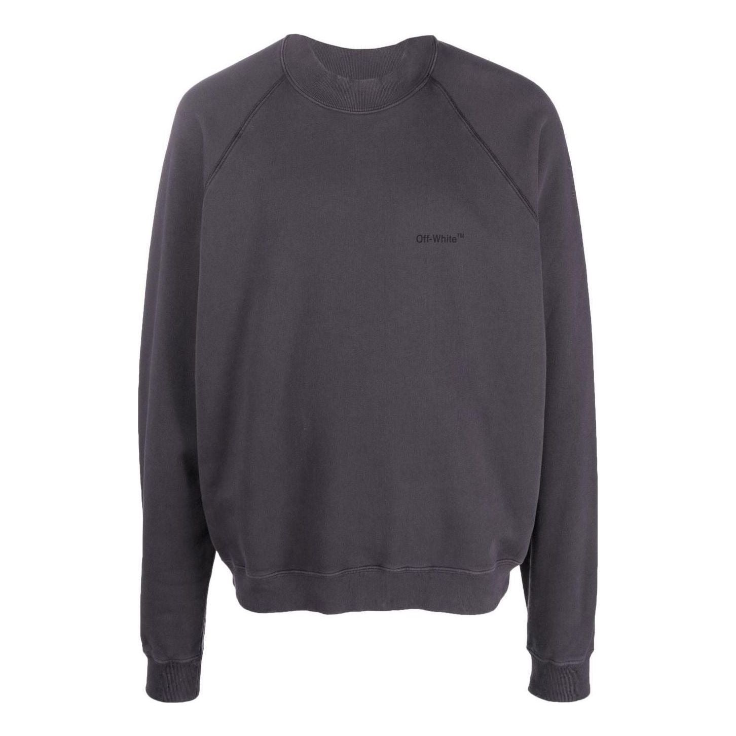 Men's Off-White SS22 Back Logo Printing Round Neck Pullover Long Sleeves Ordinary Version Dark Grey OMBA056C99FLE0021010