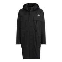 Men's adidas Prsve Long Wv J Solid Color Chest Brand Logo Printing Jacket Black HM2709
