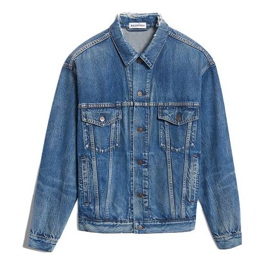 (WMNS) Balenciaga Logo Denim Jacket 'Blue' 557388TBP464773