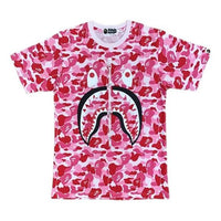 BAPE ABC FULL CAMO SHARK TEE Pink Camouflage Full Print Short Sleeve Unisex BAPE-SS18-114