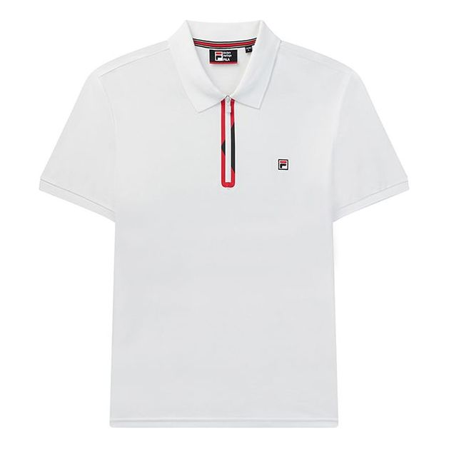 FILA Logo Printing Breathable Short Sleeve Polo Shirt White F11M021116F-WT