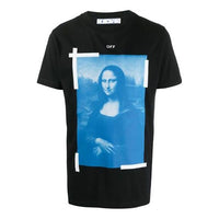 Men's Off-White Mona Lisa Portrait Short Sleeve Ordinary Version Black T-Shirt OMAA027SERJER0010101