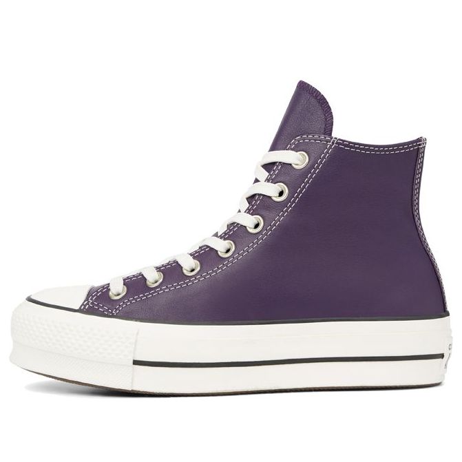 (WMNS) Converse Chuck Taylor All Star Platform Leather High Top Thick Sole White Purple 565852C