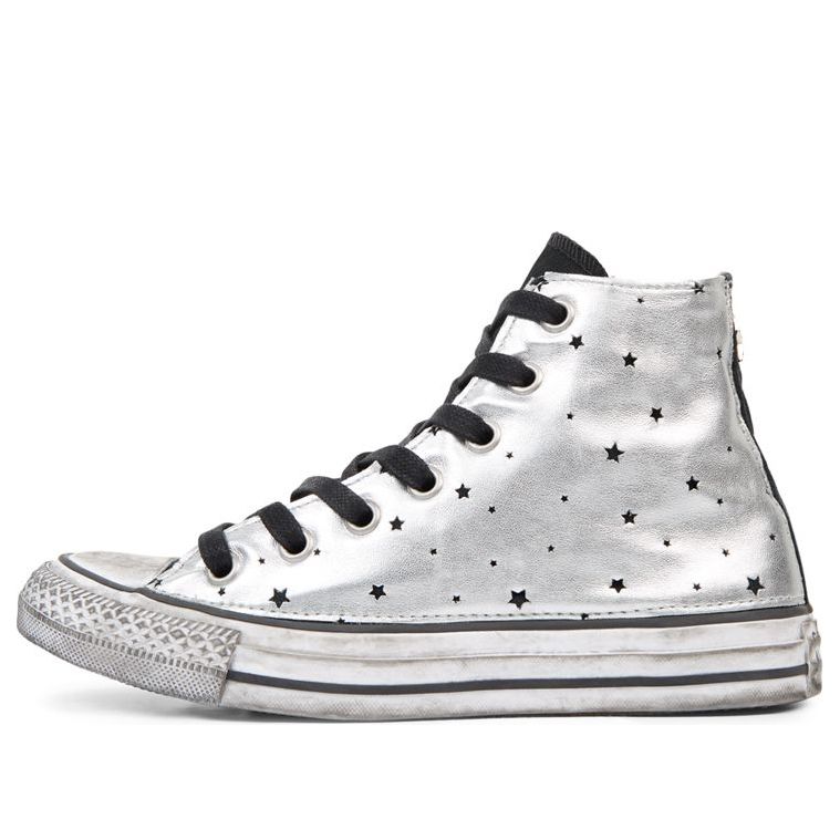 Converse Chuck Taylor All Star Metallic Silver Star Leather High Top 165755C