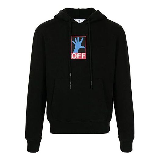 Off-White FW21 Logo Pullover hooded Long Sleeves Black OMBB034S21FLE0111045
