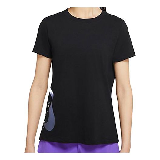 (WMNS) Nike Dri-FIT Yoga Printing Short Sleeve Black CZ3871-010