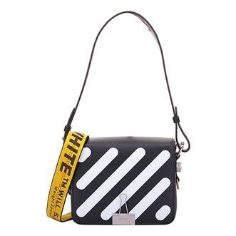 (WMNS) OFF WHITE Cowhide Stripe Black Messenger Bag 'Black White' 0WNA011R184230511001