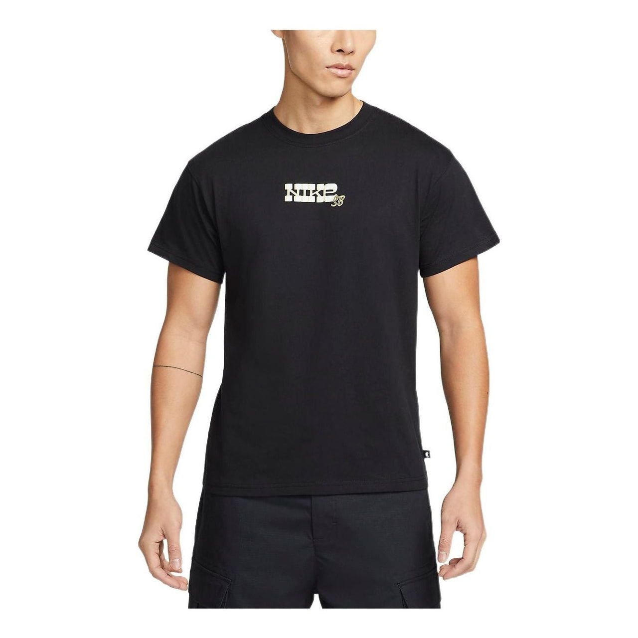 Men's Nike SB Skateboard Solid Color Alphabet Skateboard Casual Round Neck Short Sleeve Black DQ1855-010