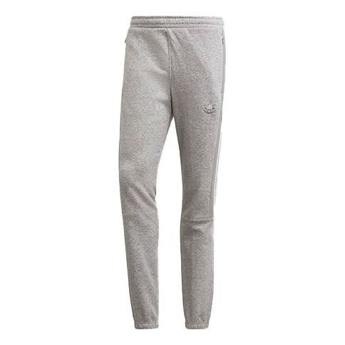 adidas originals Solid Color Elastic Waistband Bundle Feet Casual Sports Pants Gray ED4691