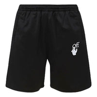 Men's Off-White SS22 Solid Color Logo Printing Elastic Waistband Straight Shorts Ordinary Version Black OMCL001C99FAB0011001