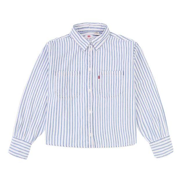 Levis Loose Lapel Stripe Short Long Sleeves Blue Shirt 29685-0004