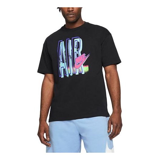 Nike Sportswear Air Printing Casual Round Neck Short Sleeve Black DD1404-010
