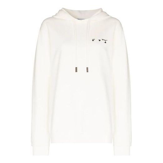 (WMNS) Off-White SS21 Logo Embroidered Arrow Hoodie Loose Fit White OWBB035R21JER0020331