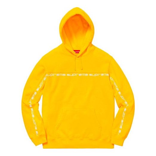 Supreme FW18 Text Stripe Hooded Sweatshirt Yellow SUP-FW18-964