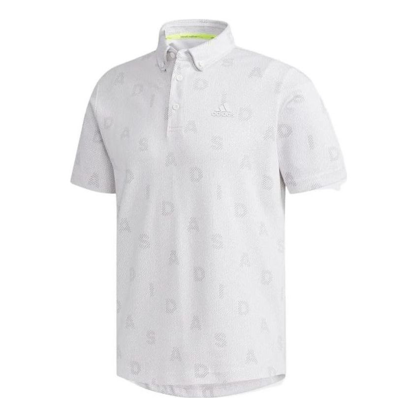 Men's adidas Version Alphabet Golf Short Sleeve polo White Polo Shirt FJ4418