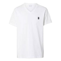 Burberry Embroidered TB Small Label V neck Short Sleeve Unisex White 8017258-A1464