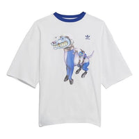 Men's adidas originals x Kerwin Frost Crossover Cartoon Printing Round Neck Loose Three-Quarter Sleeve T-Shirt White H56473