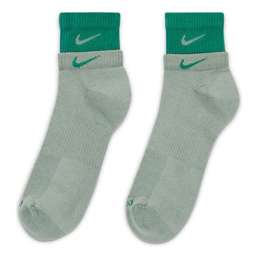 Nike Unisex Everyday Plus Cushioned Ankle Sports Socks 2 Packs Green DH4058-301