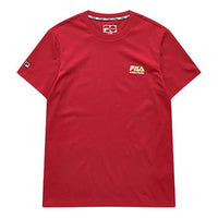 Men's Fila Yellow logo Short Sleeve Red T-Shirt T11M026102F-RD