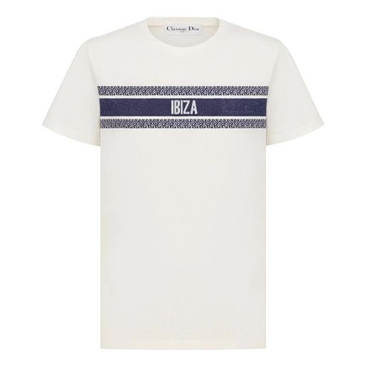 DIOR SS21 Alphabet Pattern Loose Short Sleeve White 143T04IB043-X0200