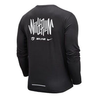 Nike Pacer Wild Run Printing Quick Dry Knit Round Neck Running Sports Long Sleeves Black DJ0595-010