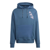 adidas Solid Color Brand Drawstring Hooded Long Sleeves Hoodie Unisex Blue HL9382