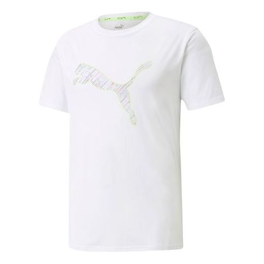 PUMA Run Logo Printing Reflective Running Short Sleeve White 520855-52
