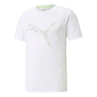 PUMA Run Logo Printing Reflective Running Short Sleeve White 520855-52