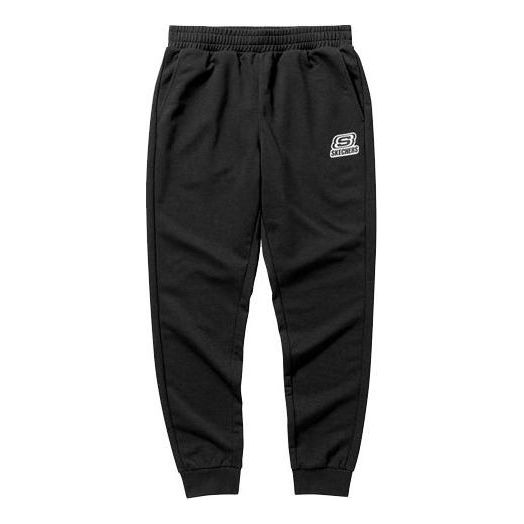 Skechers Logo Printed Knitted Tapered Sport Pants 'Black Navy Grey' L121M224