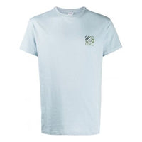 Men's LOEWE Anagram Classic Embroidered Cotton Round Neck Short Sleeve Light Blue H6109230CR-6410
