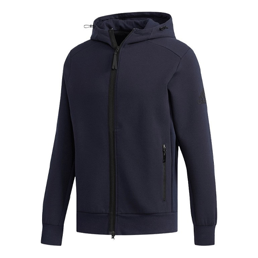 adidas Htt Double Knit Hooded Jacket Navy Blue DW4592