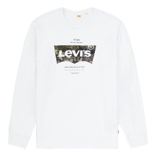 Men's Levis logo Printing Round Neck Pullover White 17895-0108