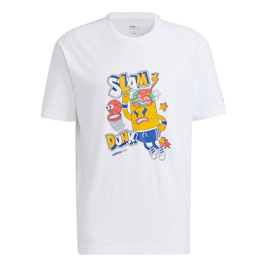 adidas neo Fd Tee 5 Cartoon Pattern Print Sport Short Sleeves T Shirt Men's White HC3837