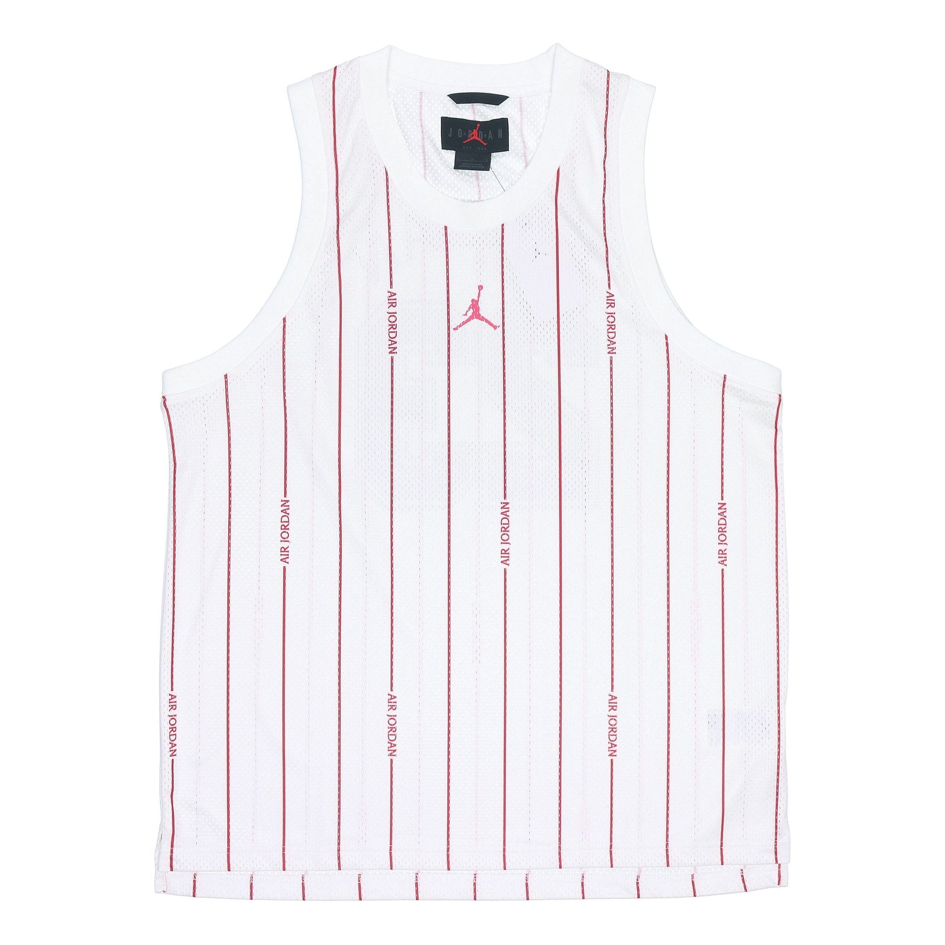 Air Jordan Stripe Logo Loose Breathable Mesh Sports Vest White DM1381-100