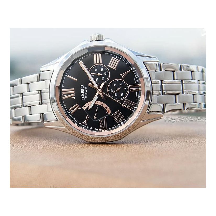 Men's CASIO Waterproof Date Display Quartz Black Dial 41mm Stainless Steel Strap Watch Mens Analog MTP-E311DY-1AVDF
