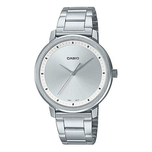 CASIO Dress Series Silver Waterproof 33.9mm Tri-Fold Buckle Stainless Steel Strap Watch LTP-B115D-7EV