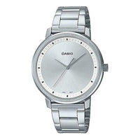 CASIO Dress Series Silver Waterproof 33.9mm Tri-Fold Buckle Stainless Steel Strap Watch LTP-B115D-7EV