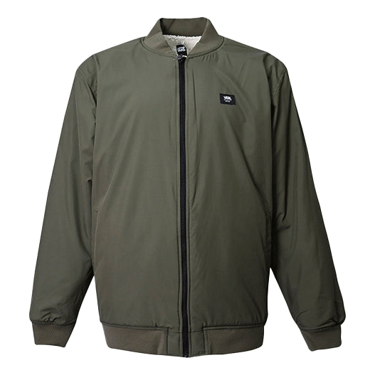 Men's Vans Reversible Lamb's Wool Long Sleeves logo Sports Jacket Military Green VN0A5KLN0CT