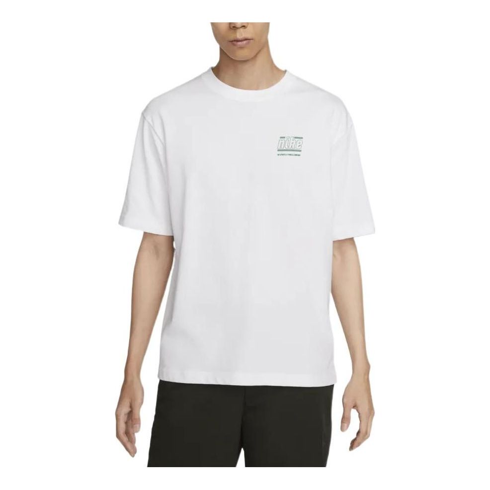 Men's Nike Logo Pattern Printing Round Neck Pullover Short Sleeve White T-Shirt DX3514-100