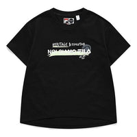 FILA FUSION Loose Sports Printing Knit Short Sleeve Black T11W131104F-BK