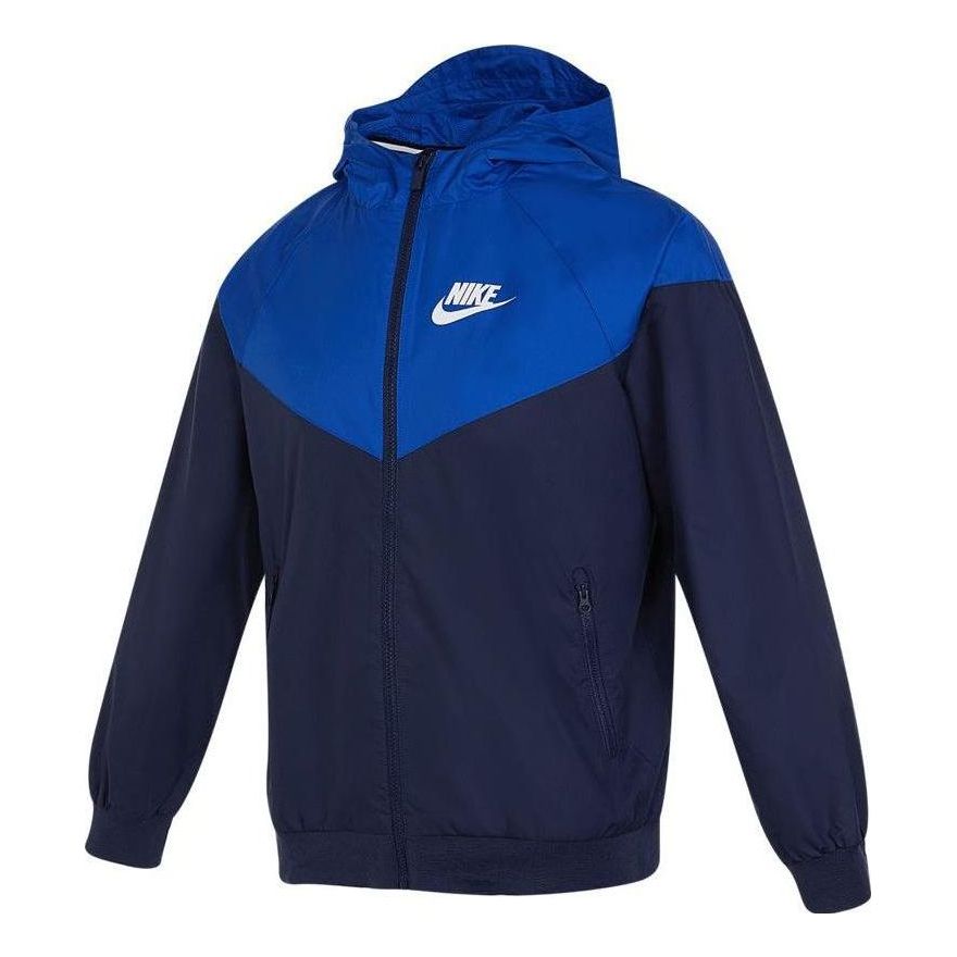 (GS) Nike Sportswear Windrunner Jacket 'Black Blue' 850443-411