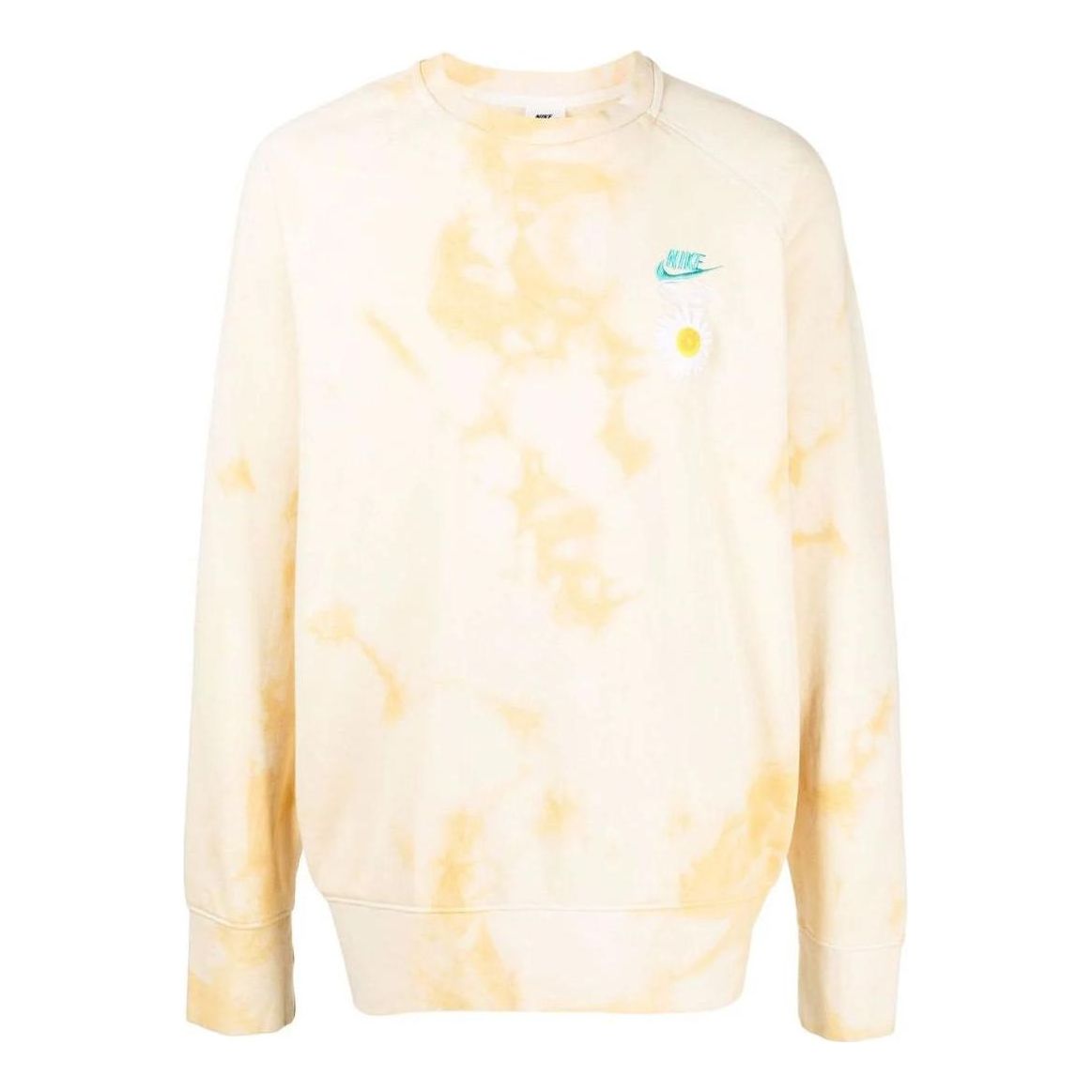 Men's Nike Sportswear NSW Chest Brand Logo Embroidered Tie Dye Round Neck Pullover Long Sleeves Yellow DM5010-777